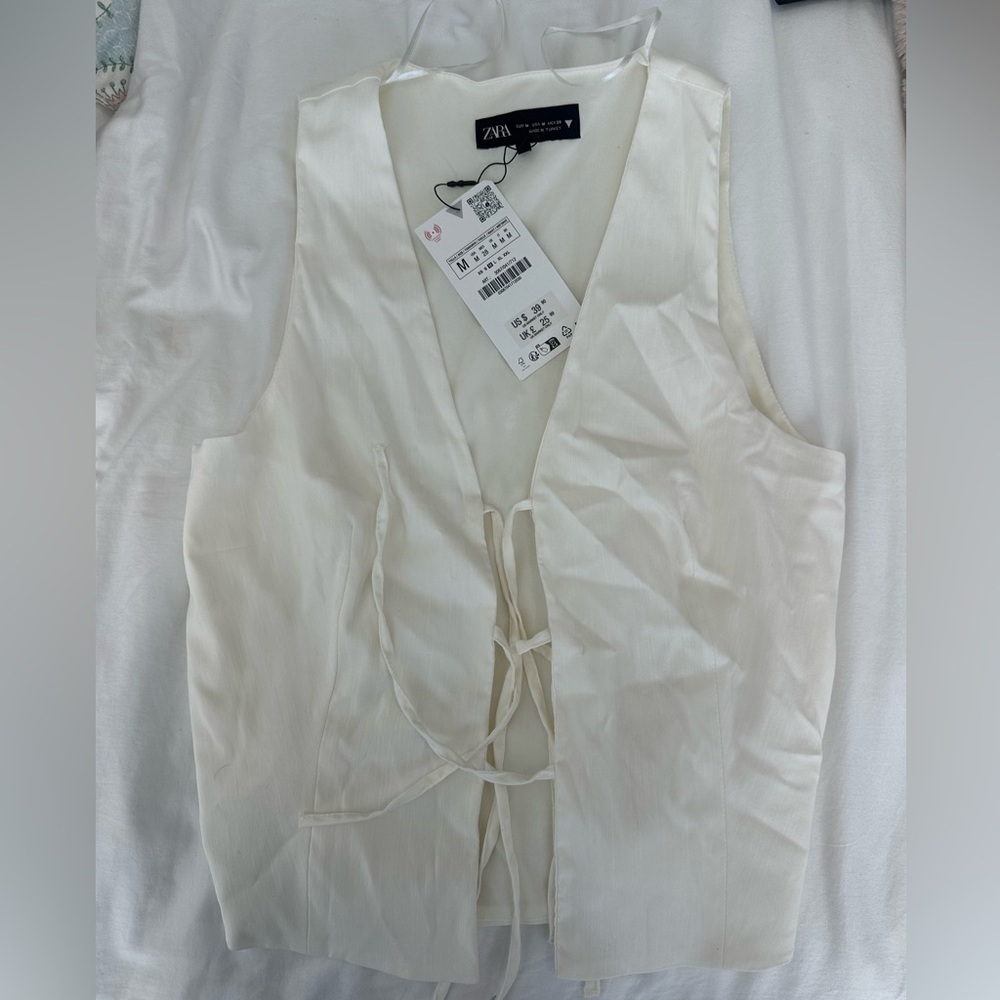 Zara white linen top with ties